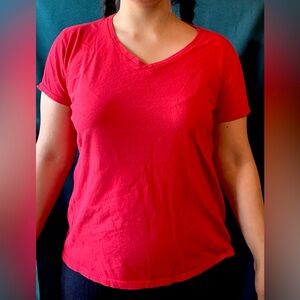 Red V-neck T-shirt